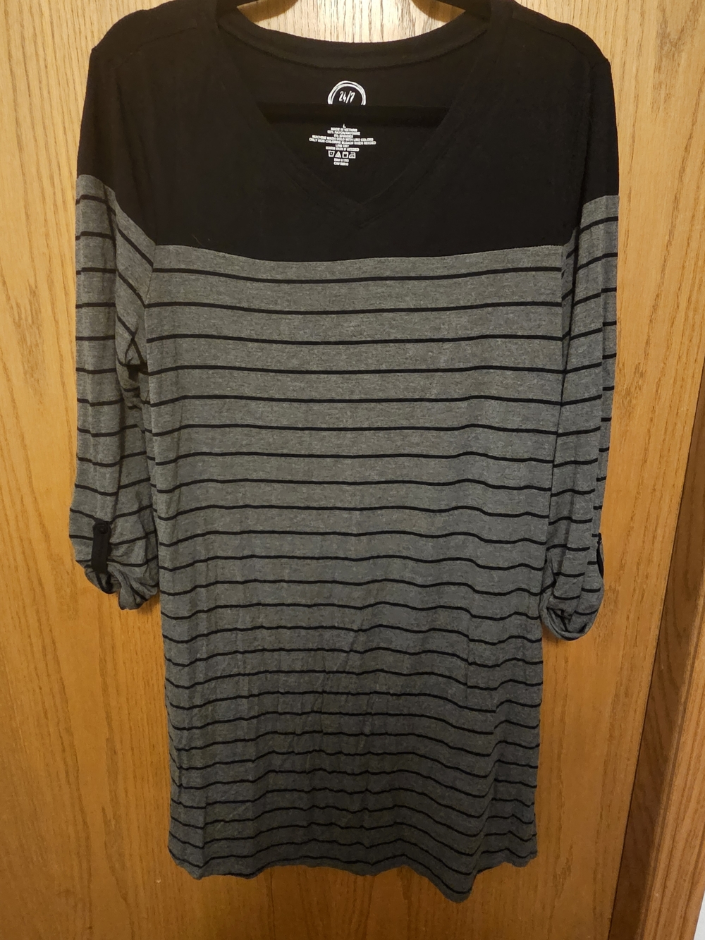 Maurices Black & Gray Striped Midi Dress